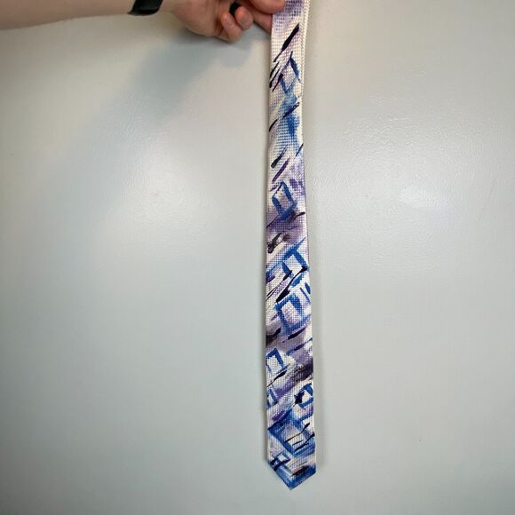 Imani Uomo Tie Men's 61x3.25 White Painted Unique Rare Medallion Signed Unique! - Picture 7 of 12